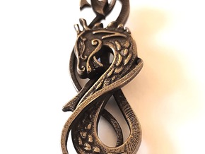 Nordic Dragon pendant in Polished Bronze Steel