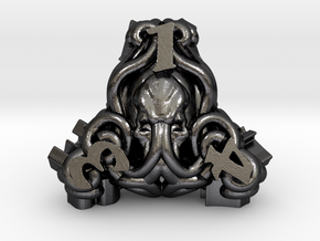 Cthulhu D4 in Polished and Bronzed Black Steel