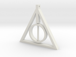 Deathly Hallows Rotating Pendant in White Natural Versatile Plastic