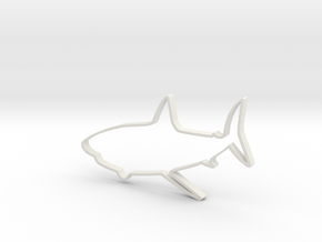 Shark Outline Necklace Pendant in White Natural Versatile Plastic