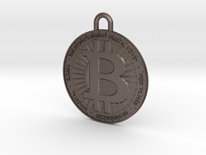 BITCOIN-Keychain in Polished Bronzed-Silver Steel