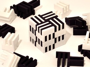 Puzzle Cube, Negative (black) pieces in Black Natural Versatile Plastic