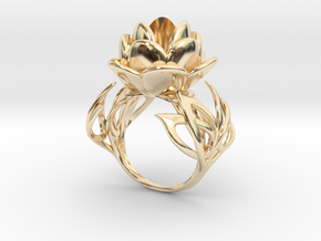 Flower with Leaves in 14k Gold Plated Brass: 5 / 49