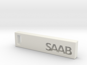 Saab Billet Keychain in White Natural Versatile Plastic