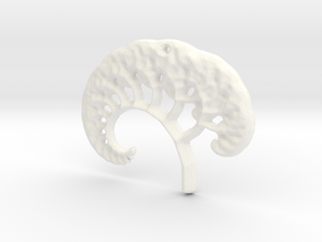 3D Fractal Tree Pendant in White Processed Versatile Plastic