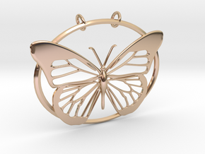 Oval Butterfly Pendant in 14k Rose Gold Plated Brass