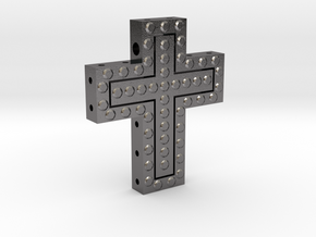 Cross with inserts pendant in Polished Nickel Steel