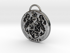 White Family Crest Pendant or Keychain in Antique Silver