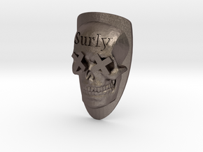 Surly Skull Head Tube Badge 37.5mm in Polished Bronzed-Silver Steel