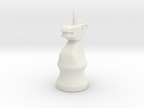 Unicorn Knight Chess Piece in White Natural Versatile Plastic