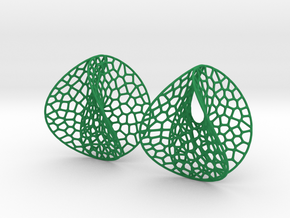 Enneper Voronoi Dream Earrings (3 sizes) in Green Processed Versatile Plastic: Large