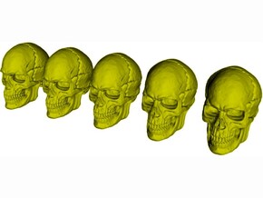 1/16 scale human skull miniatures x 5 in Tan Fine Detail Plastic