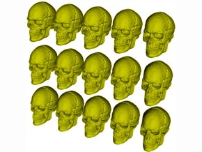 1/15 scale human skull miniatures x 15 in Tan Fine Detail Plastic