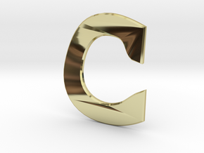 Distorted letter C no rings in 18k Gold Plated Brass