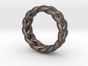 Braid Ring in Polished Bronzed-Silver Steel: Small