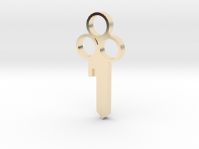 Chastity Key Blank - Three Circles in 14k Gold Plated Brass