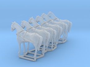 6 pack S scale horses with harnesses in Tan Fine Detail Plastic