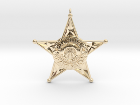 Sheriff Badge Pendant 5cm - State Police in 14k Gold Plated Brass
