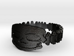 Skull & Spine Bracelet Medium in Matte Black Steel