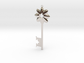 Disneyland Inspire Key (Vertical) in Rhodium Plated Brass: Small