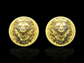Lion Cufflinks No.4 in Polished Gold Steel