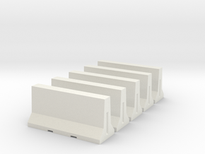 Jersey Barrier N scale (5 pc) in White Natural Versatile Plastic