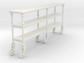 Miniature Industrial Rolling Console Table in White Natural Versatile Plastic