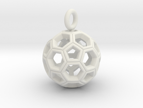 Soccer Ball Pendant /Keyring in White Natural Versatile Plastic