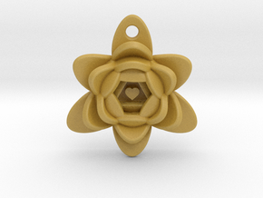 Heart Triangle Flower Pendant in Tan Fine Detail Plastic