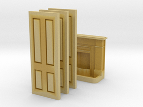 OO Gauge Fireplace (1) and Interior doors (3) in Tan Fine Detail Plastic