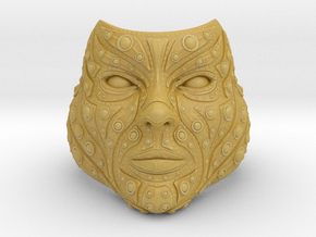 Face-Of Steel Men Ring 3D Printed Design-GGCP-418 in Tan Fine Detail Plastic