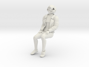 Young woman sitting casual (N scale figure) in White Natural Versatile Plastic
