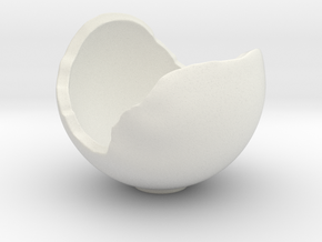 Miniature Ornament Broken Spherical Bowl in White Natural Versatile Plastic