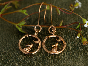 Rabbit Moon Earrings in Polished Bronze (Interlocking Parts)