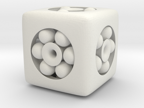 Ball Bearing 6-Sided Die (small) in White Natural Versatile Plastic