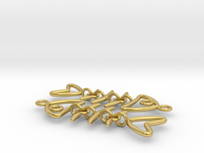 Fishbone Earrings in Polished Brass (Interlocking Parts)