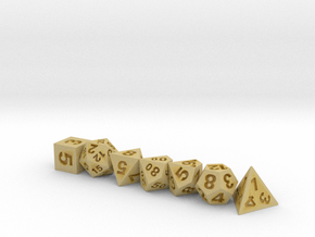 1x Tiny Polyhedral Dice Set, V4 (1.25x Scale) in Tan Fine Detail Plastic