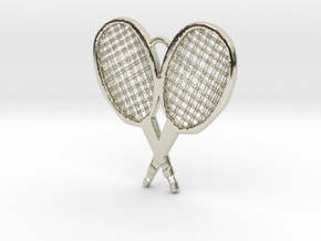 Doubles Tennis Pendant in 14k White Gold: Medium