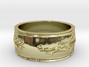 Regent Dragon Ring Size 8 in 18K Yellow Gold