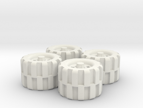 28mm Scale Off Road Tire Set in White Natural Versatile Plastic