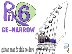 Pik6 GE-Narrow Guitar Pick Holder in Black Natural Versatile Plastic