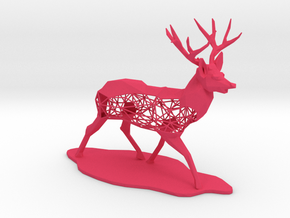 Low Poly Semiwire Deer in Pink Smooth Versatile Plastic
