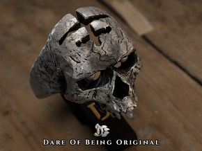 Inverted Cross Skull Ring in Antique Silver: 5 / 49