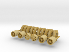 1/87th Military style wheels and tire set in Tan Fine Detail Plastic