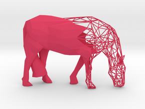 Semiwire Low Poly Grazing Horse in Pink Smooth Versatile Plastic