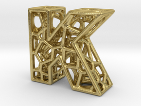 Bionic Necklace Pendant Design - Letter K in Natural Brass