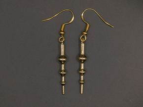 Triple Sphere - Drop Earrings in Natural Brass