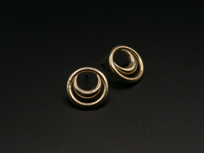North Moon - Post Earrings in Natural Brass