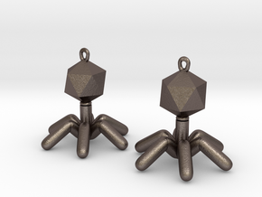 T4 Phage Earings in Polished Bronzed Silver Steel