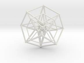 Hypercube Double  50mm in White Natural Versatile Plastic